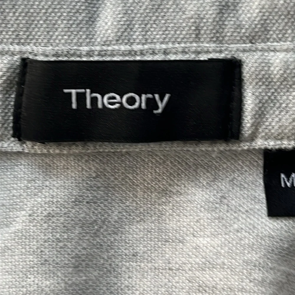 Theory Men’s Polo Shirt Sz M Short Sleeve Gray Preppy Retro Lightweight Casual - Picture 4 of 9